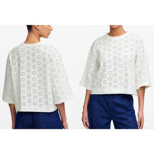 Madewell | NWT Embroidered Wide-Sleeve Boxy Tee in White | Sz XS